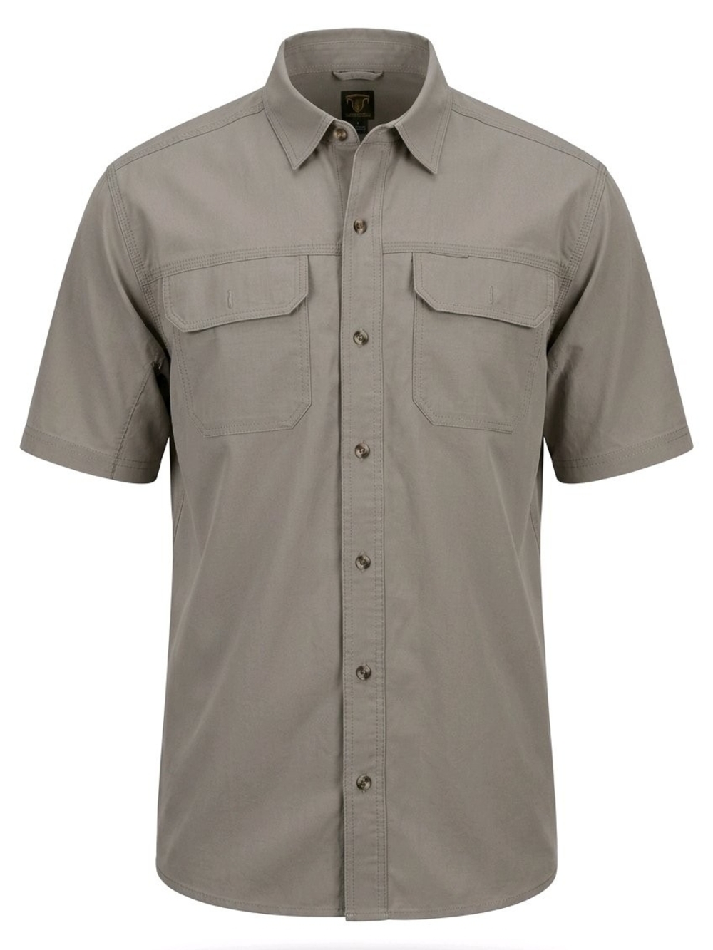 Men's Short-Sleeve Button-Down Shirt in Taupe